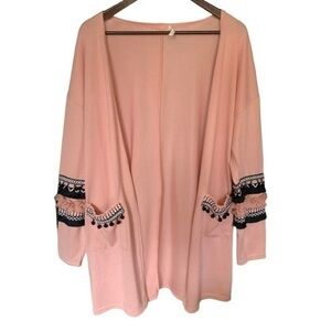 AndTheWhy Open Front Cardigan Sweater Dusty Rose Ladies Size Large Pink Long